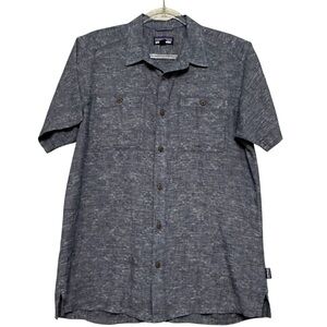 Patagonia Back Step Shirt Men's Medi Blue/Gray Short Sleeve Button Up Size M.